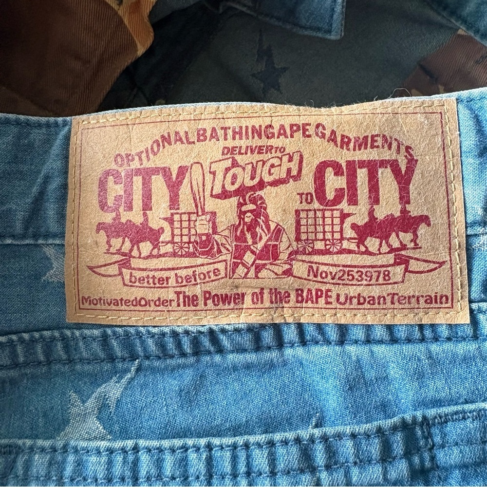 BAPE Women sz S BAPESTA Print Low Rise Denim Shorts A Bathing Ape Japan - Picture 3 of 11